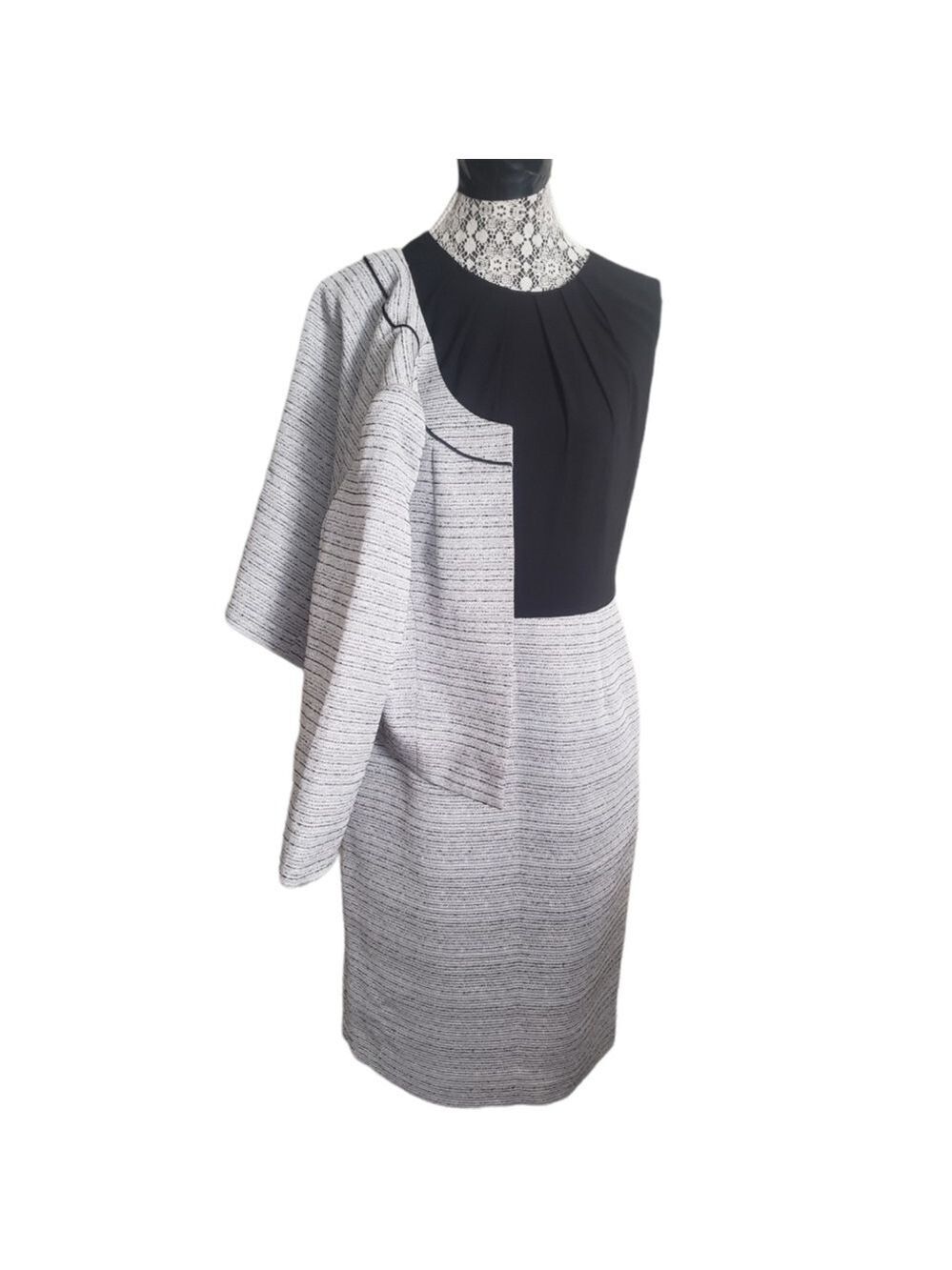 JONES New York Black And Silver Tweed Dress Suit.